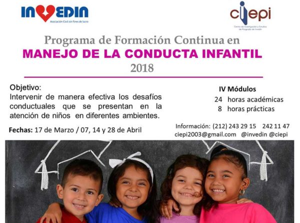 Programa de Formación Continua en Manejo de la Conducta Infantil 2018